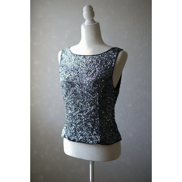 Stunning Silver Sequin Tank by Sean Collection - Picture 1 of 4